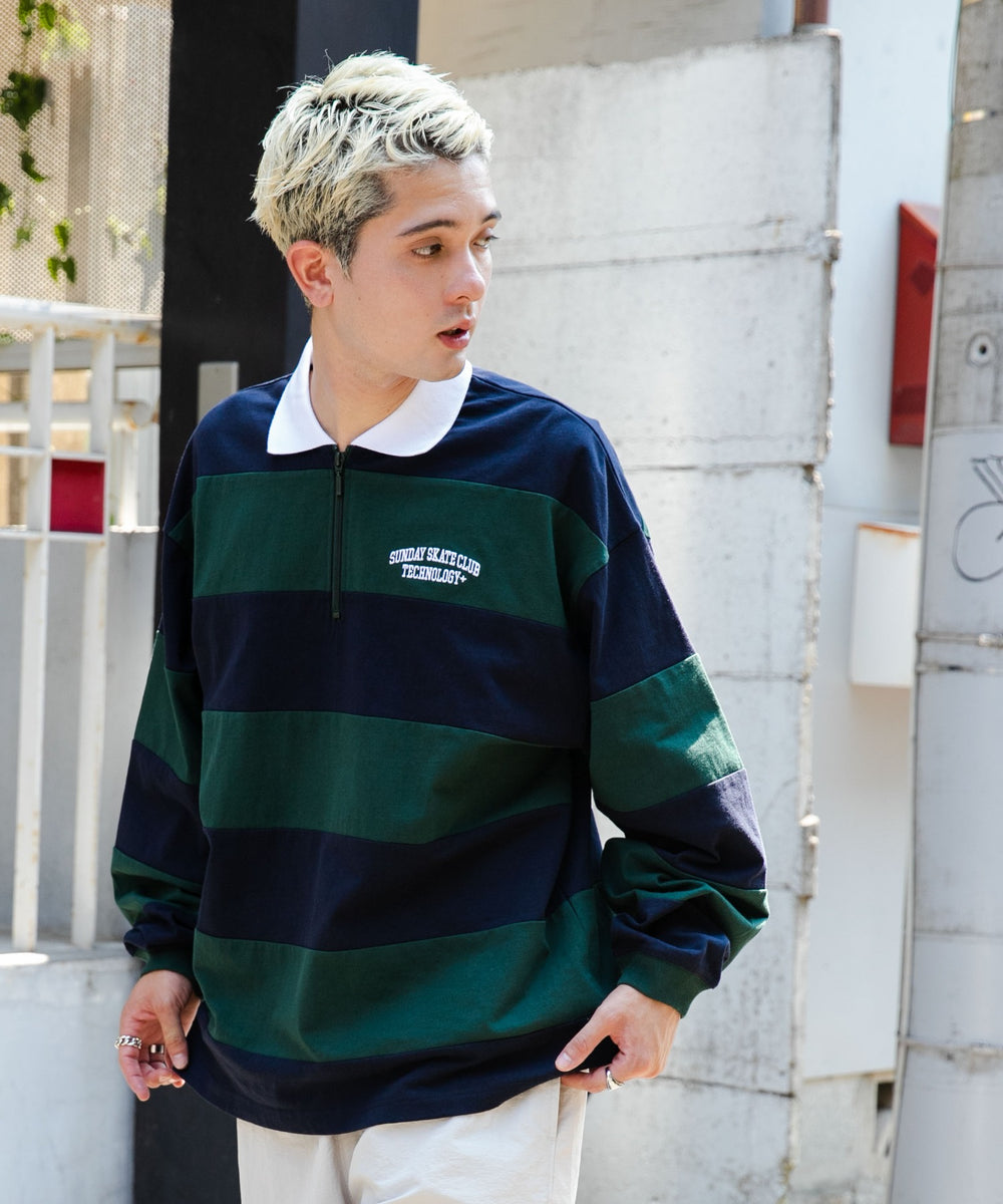 グリーン系ボーダー モデル：178cm L着用