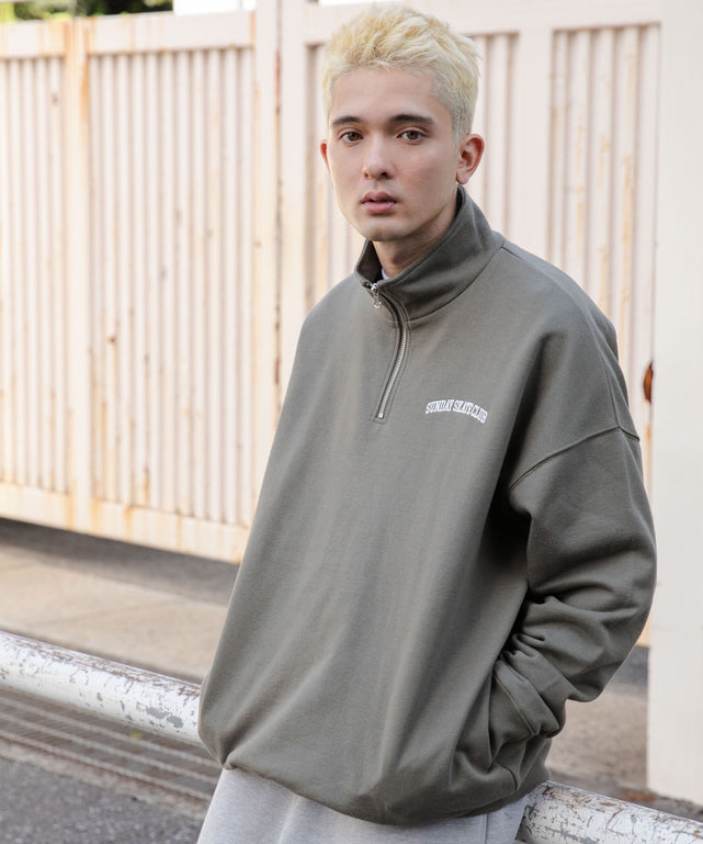 サンデースケートクラブハーフジッププルオーバー裏ボアフリースブルゾンビッグサイズ