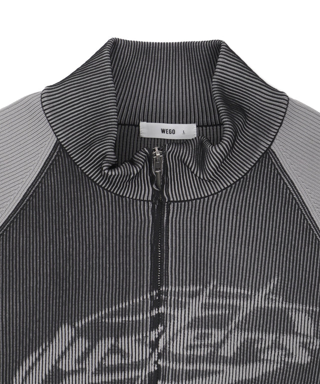 ラグラングラフィックニットブルゾン