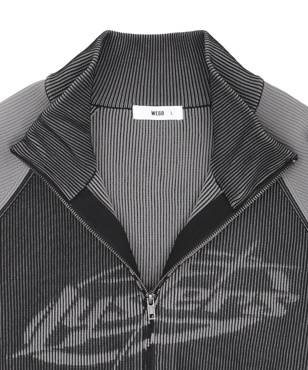 ラグラングラフィックニットブルゾン