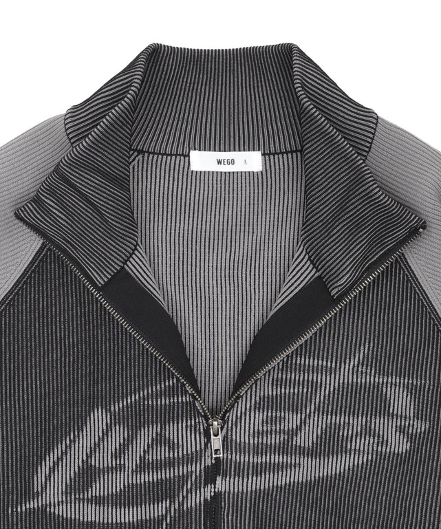 ラグラングラフィックニットブルゾン