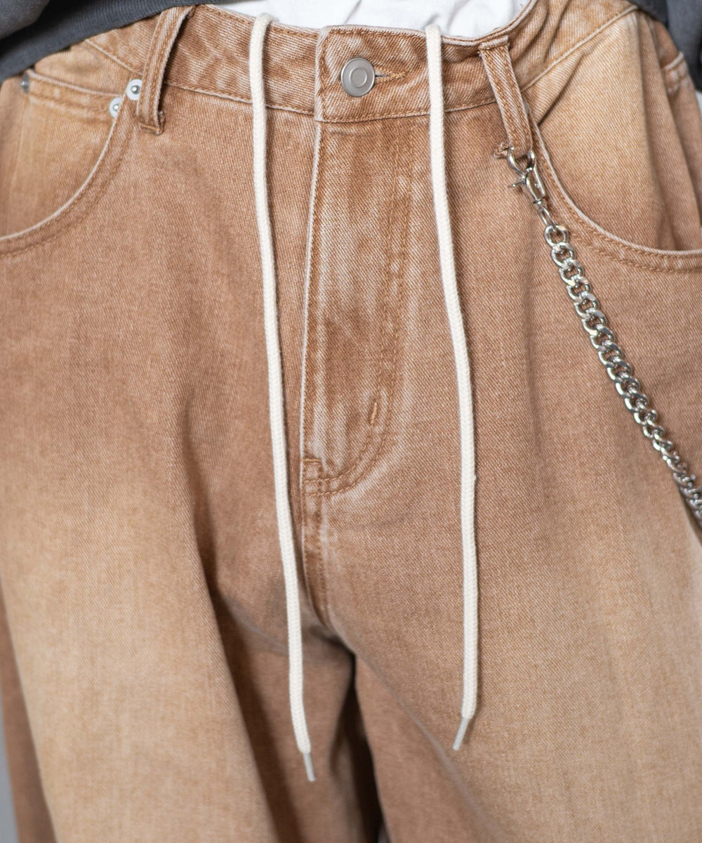 チェーン付きバルーンデニムパンツ