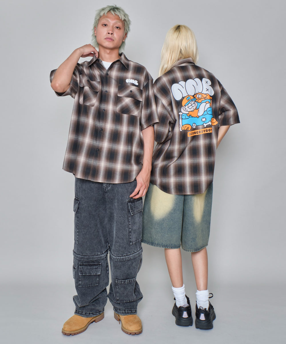 イラストオンブレチェックシャツ（SS）