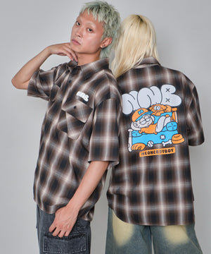 イラストオンブレチェックシャツ（SS）