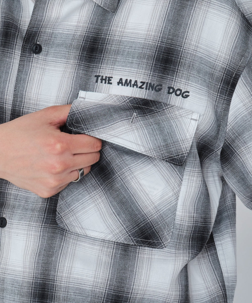 イラストオンブレチェックシャツ（SS）