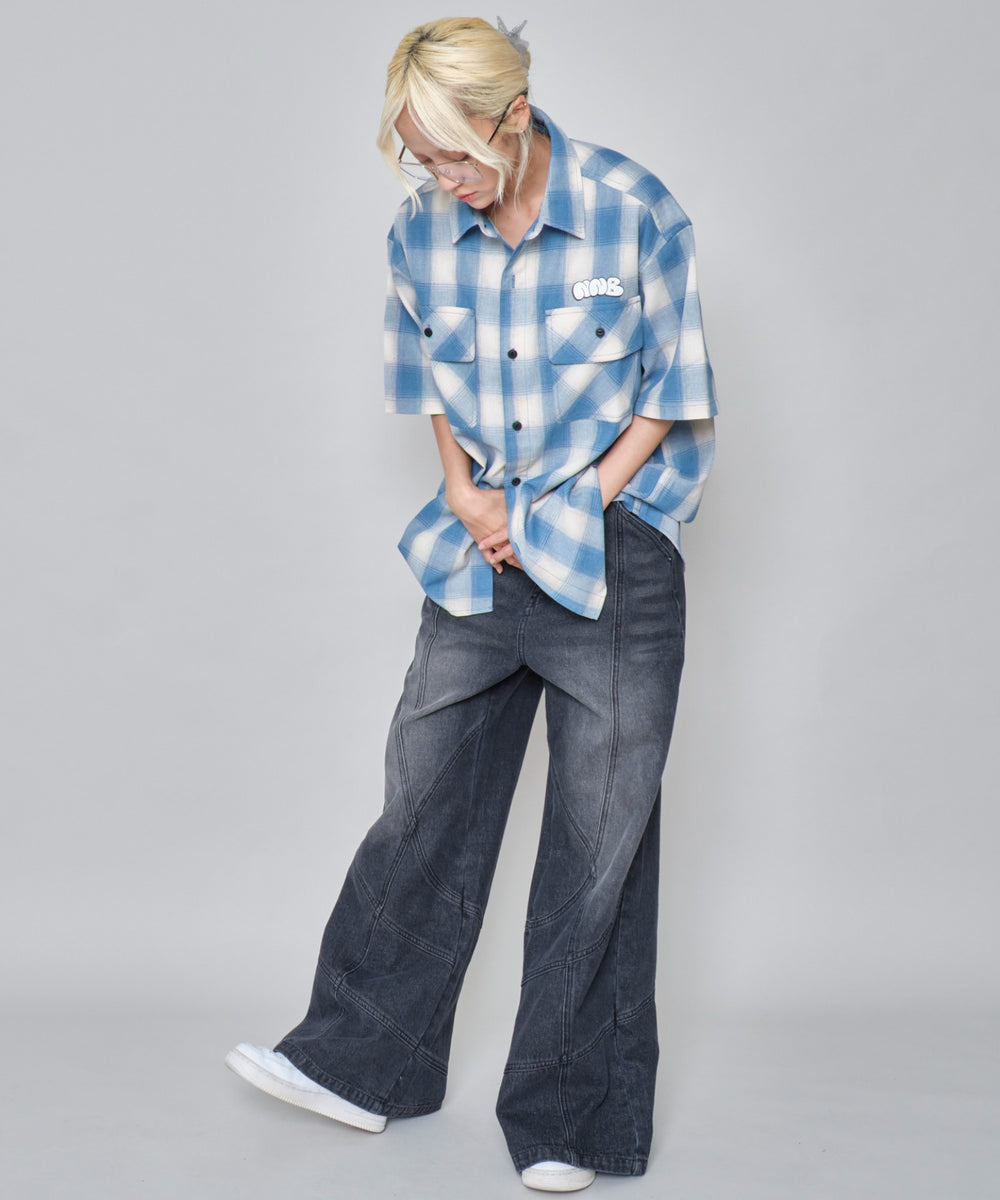 ブルーチェック１ モデル：172cm M着用