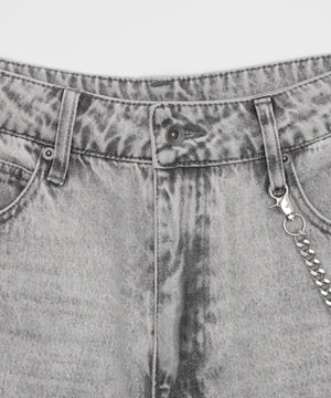 チェーン付きスーパーバギーデニムショーツ