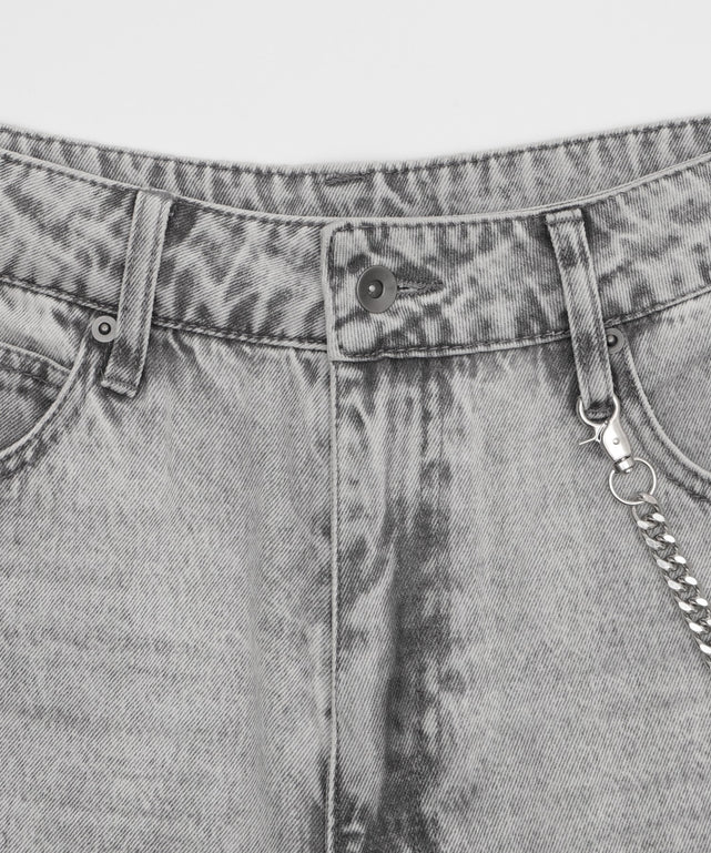 チェーン付きスーパーバギーデニムショーツ