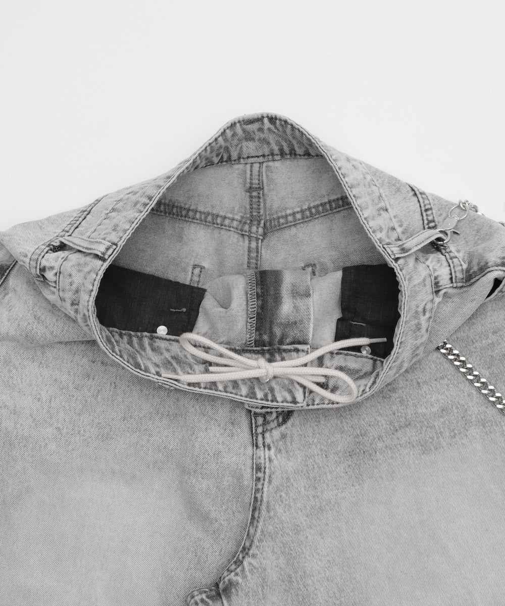 チェーン付きスーパーバギーデニムショーツ