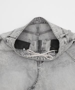 チェーン付きスーパーバギーデニムショーツ