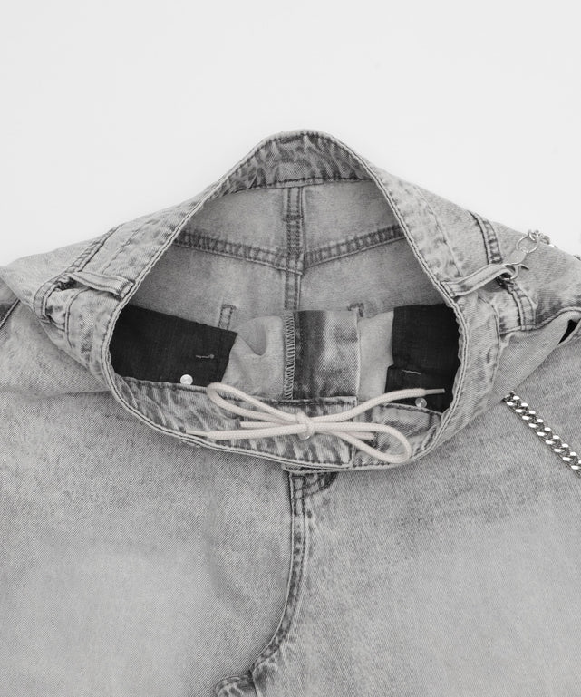 チェーン付きスーパーバギーデニムショーツ