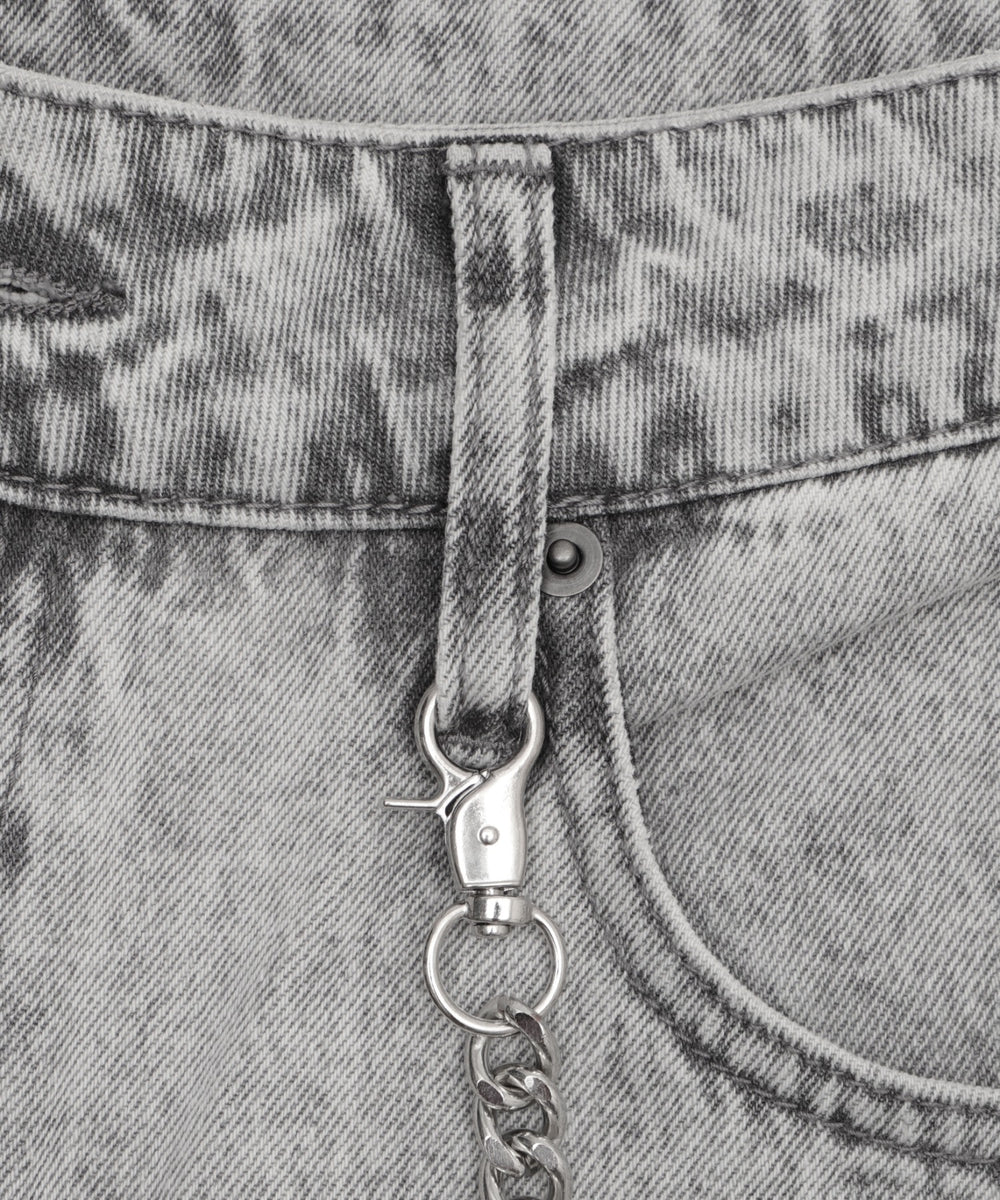 チェーン付きスーパーバギーデニムショーツ