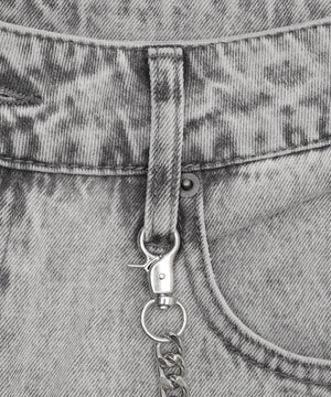 チェーン付きスーパーバギーデニムショーツ