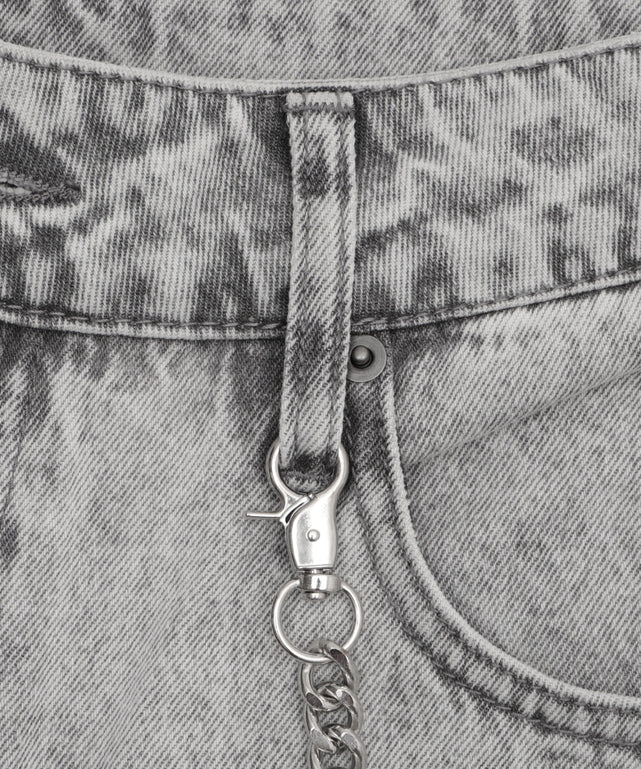 チェーン付きスーパーバギーデニムショーツ