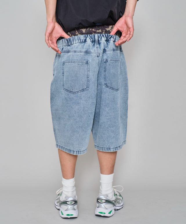 正規品即発VERMO ワイドショーツデニム　サイズ26 セール】 ダブルニーワイドデニムショーツ （ショート・ハーフ