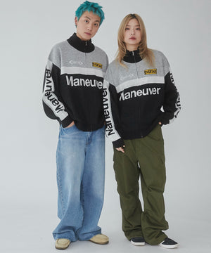 レーシンググラフィックニットブルゾン