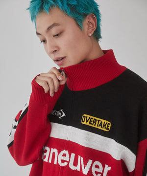 レーシンググラフィックニットブルゾン