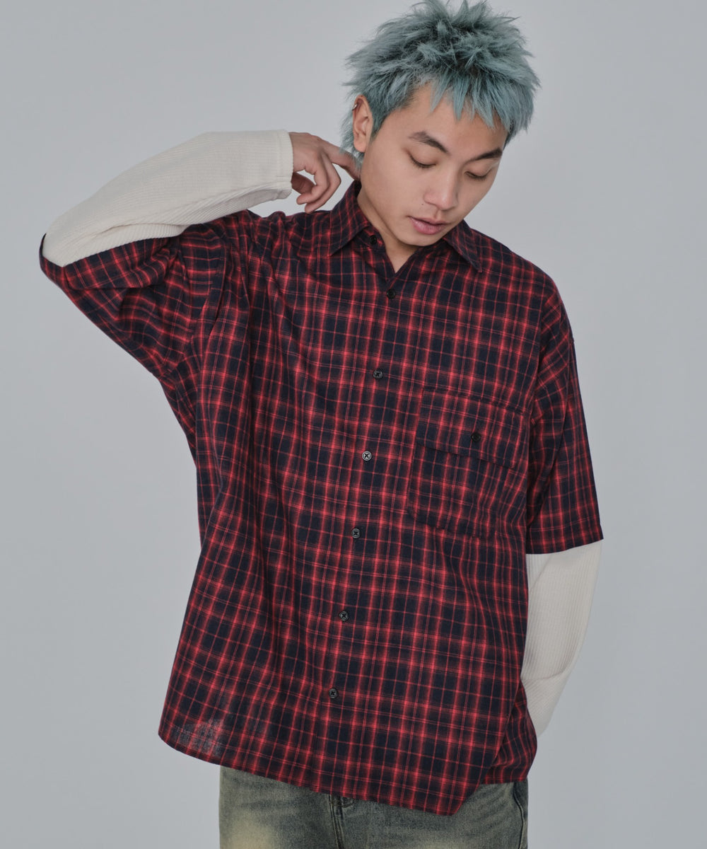 レッドチェック1 モデル：178cm L着用