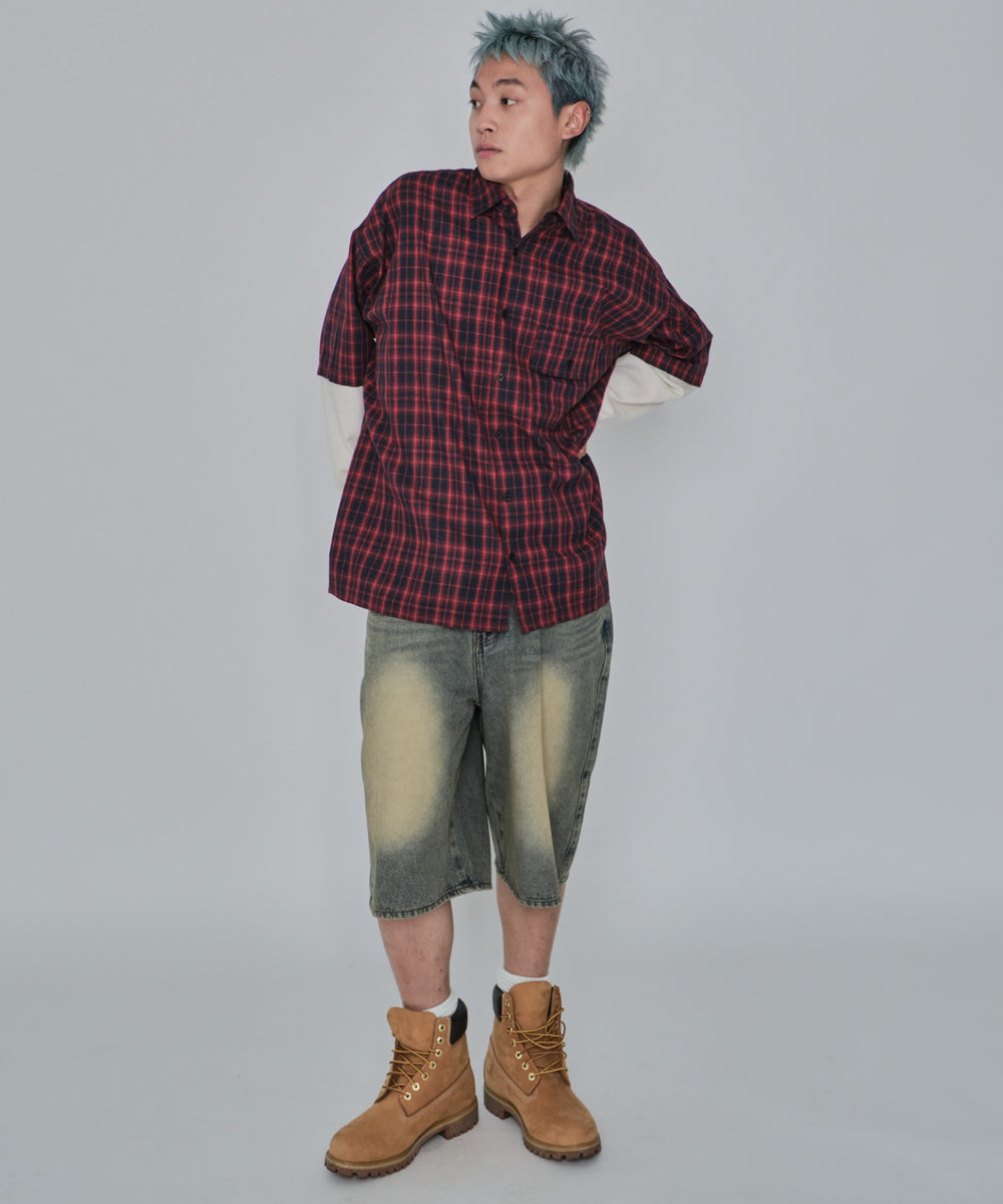 レッドチェック1 モデル：178cm L着用