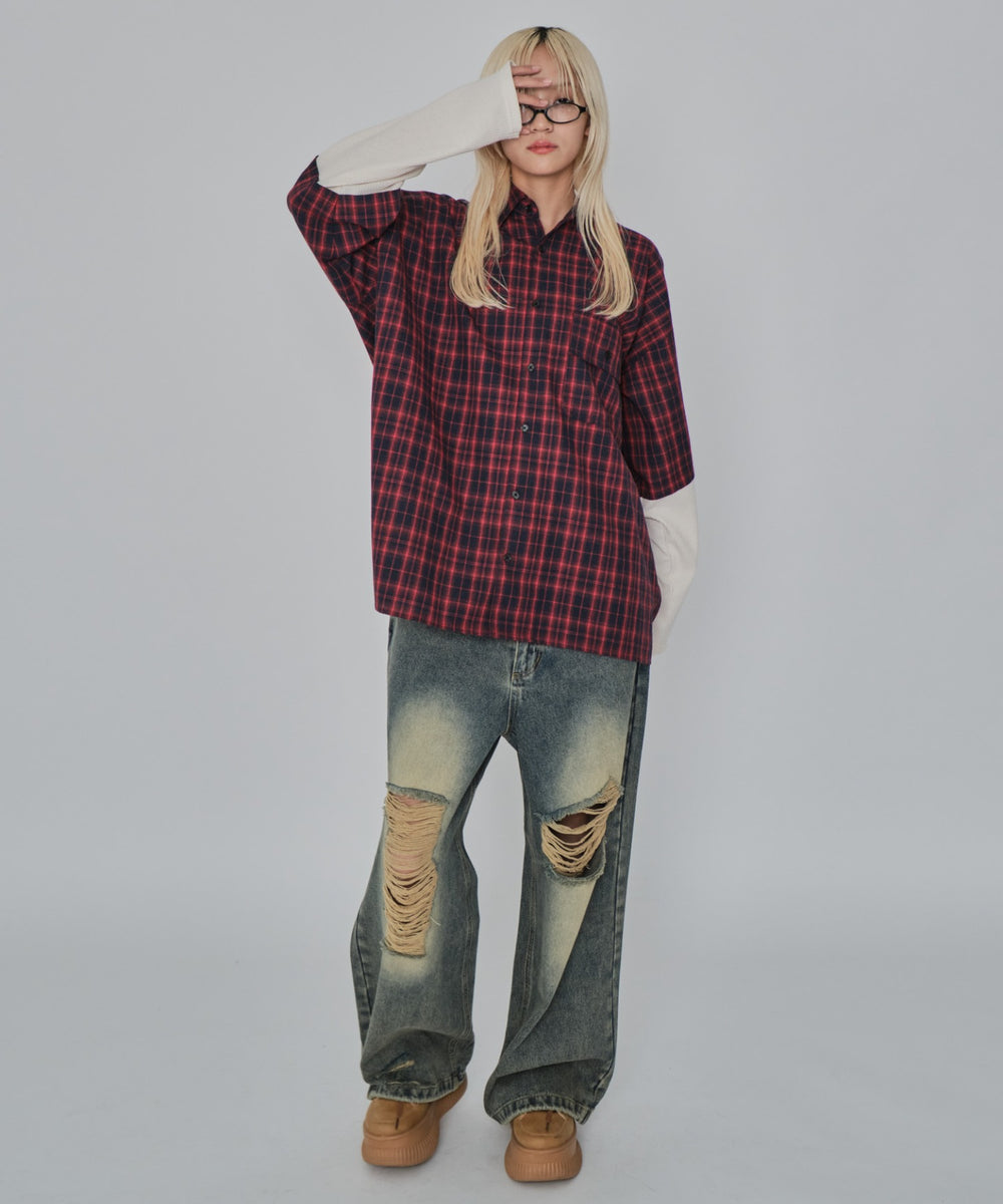 レッドチェック1 モデル：172cm L着用