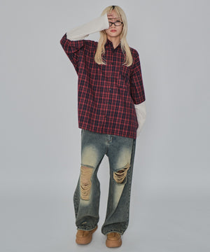 レッドチェック1 モデル：172cm L着用