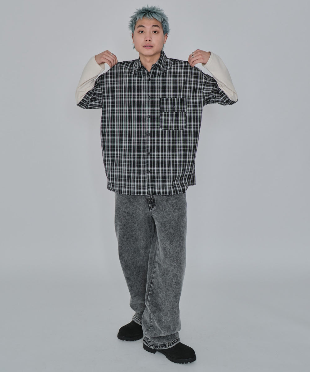 ブラックチェック1 モデル：178cm L着用