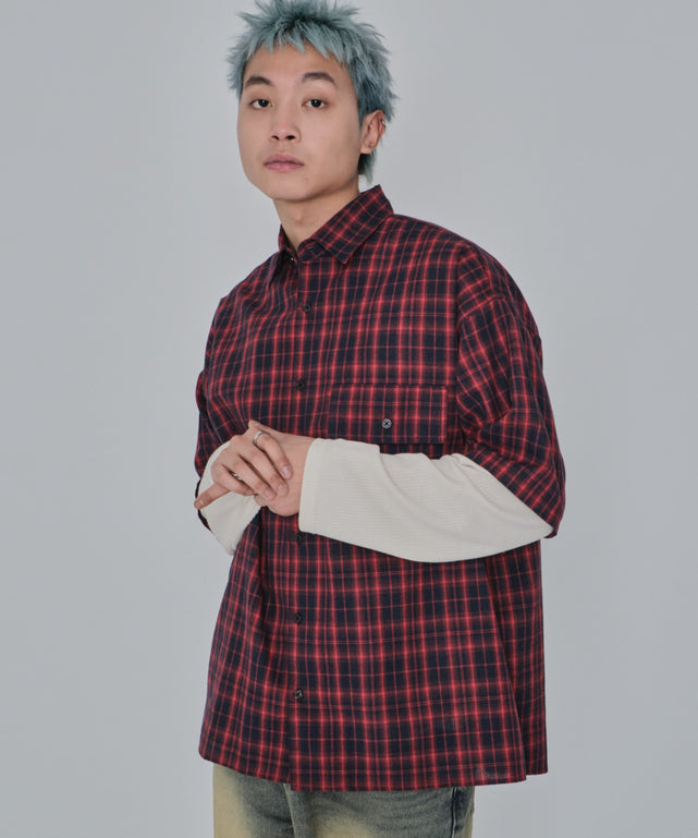 レッドチェック1 モデル：178cm L着用