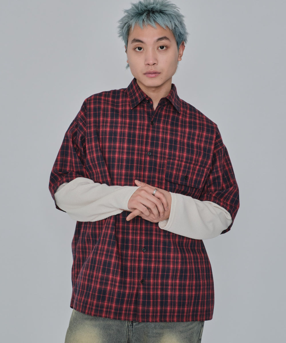 レッドチェック1 モデル：178cm L着用