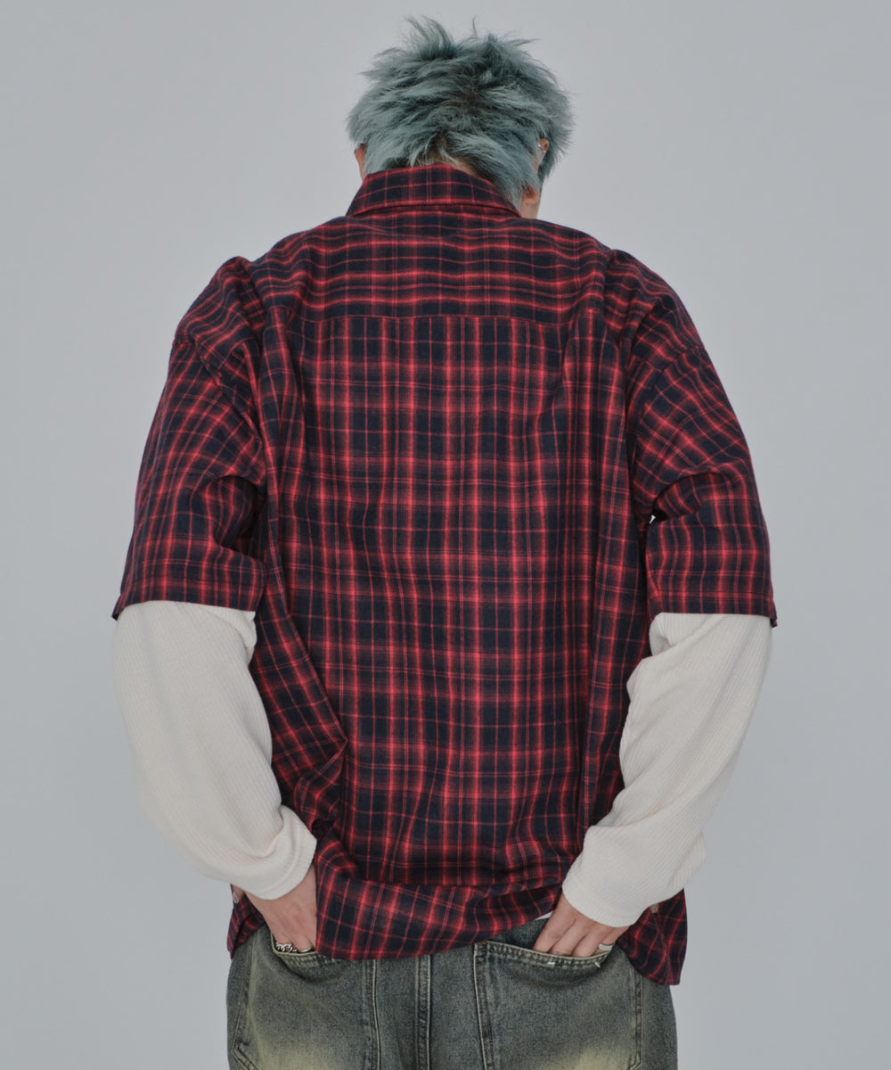 レッドチェック1 モデル：178cm L着用