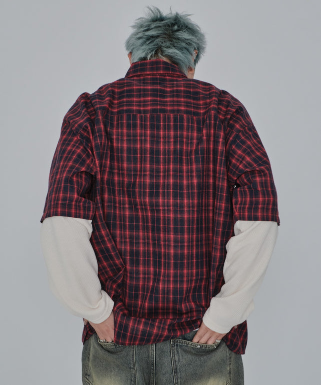 レッドチェック1 モデル：178cm L着用