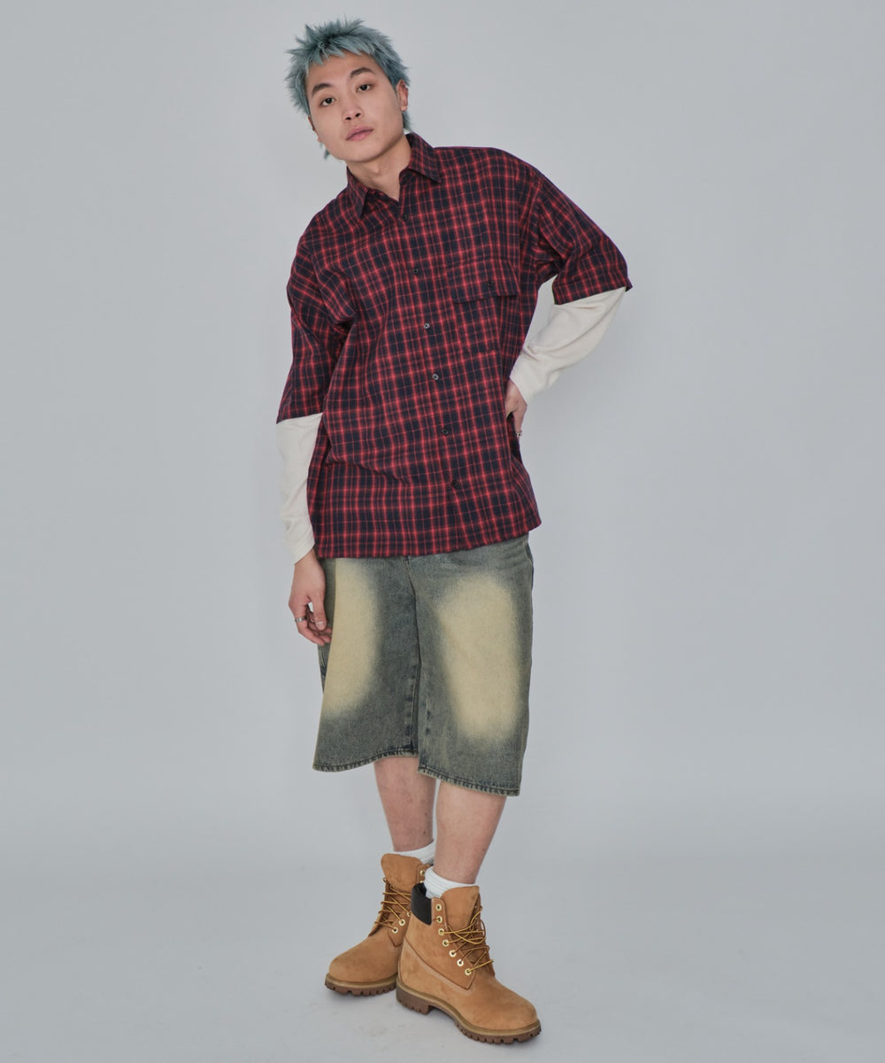 レッドチェック1 モデル：178cm L着用