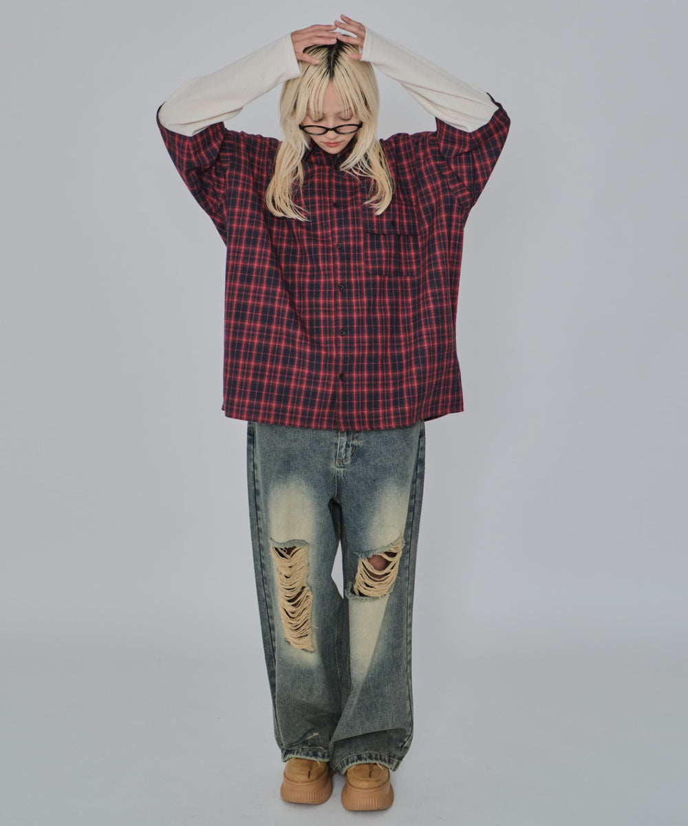 レッドチェック1 モデル：172cm L着用