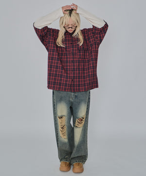 レッドチェック1 モデル：172cm L着用