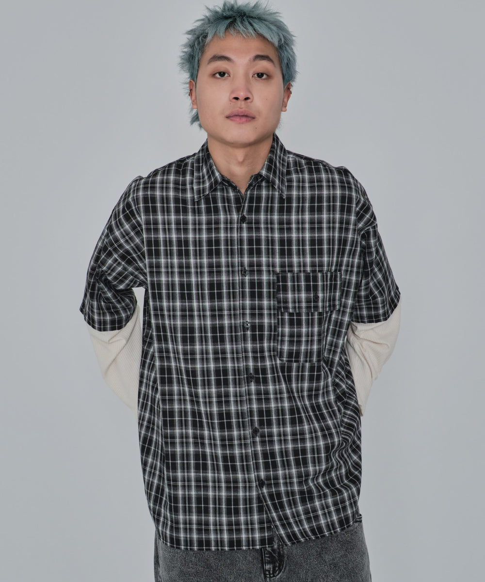 ブラックチェック1 モデル：178cm L着用