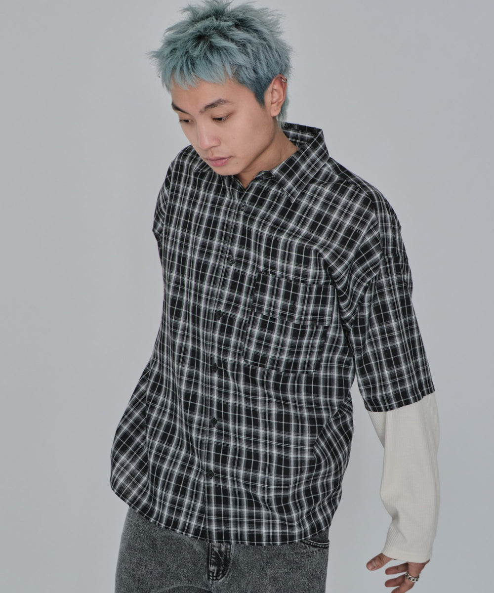 ブラックチェック1 モデル：178cm L着用