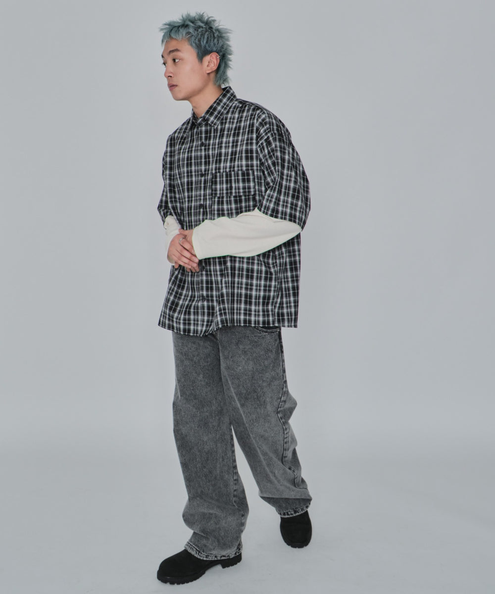 ブラックチェック1 モデル：178cm L着用