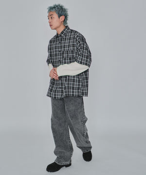 ブラックチェック1 モデル：178cm L着用