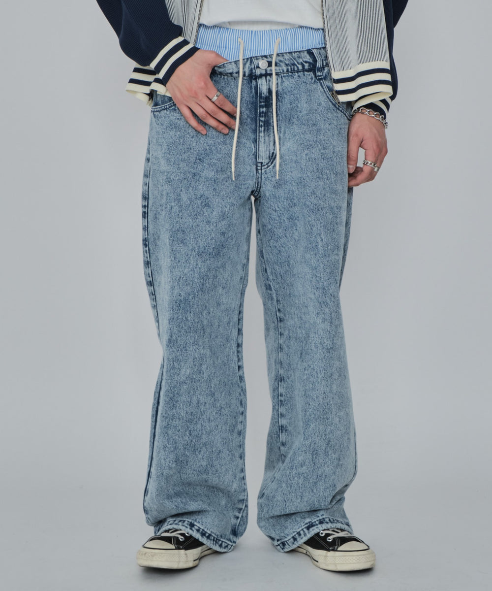 デニム淡加工 モデル：178cm L着用