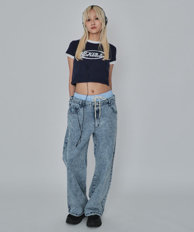 デニム淡加工 モデル：172cm L着用