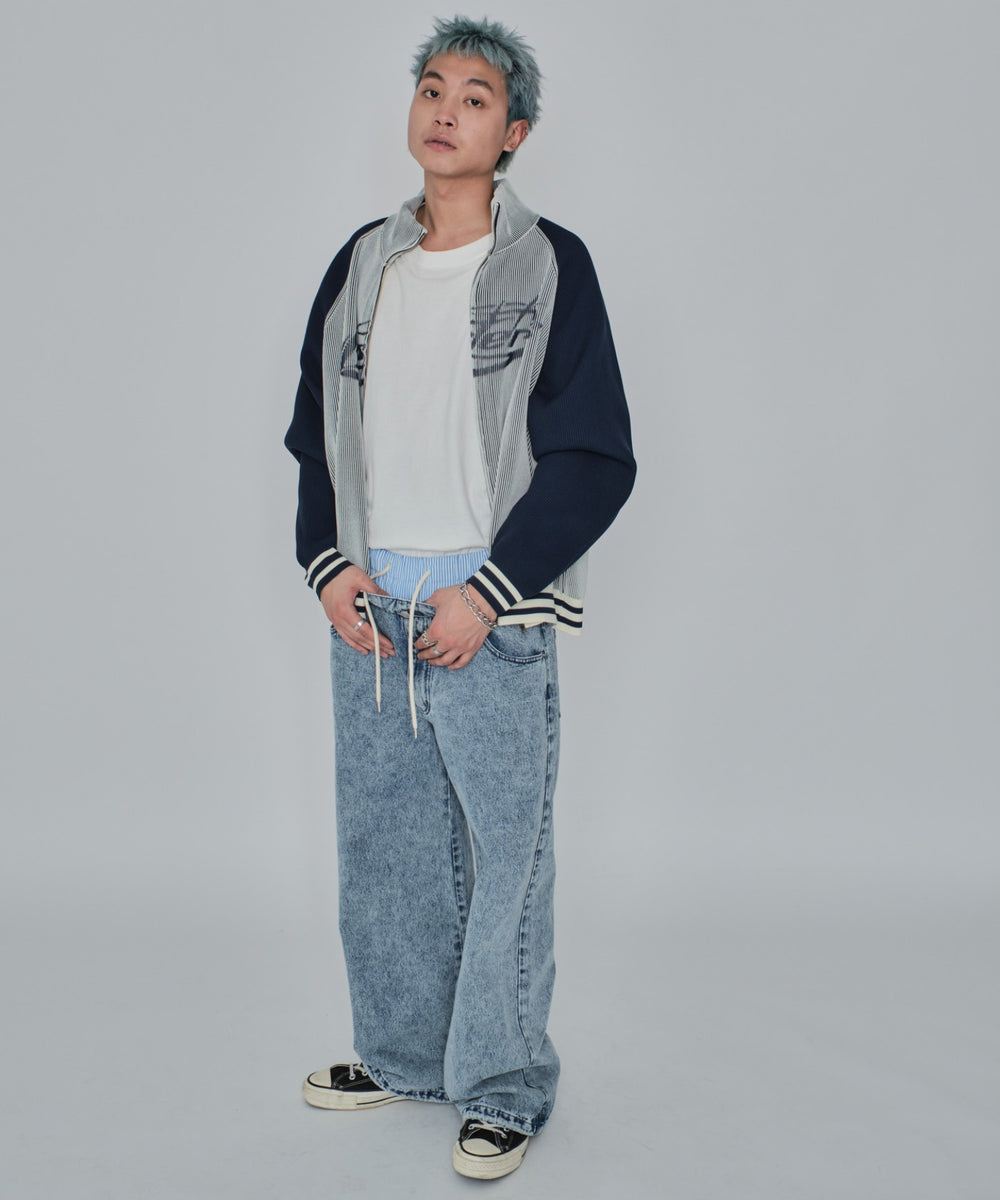 デニム淡加工 モデル：178cm L着用