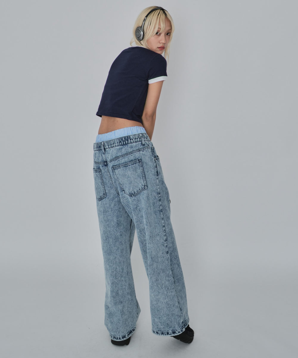 デニム淡加工 モデル：172cm L着用