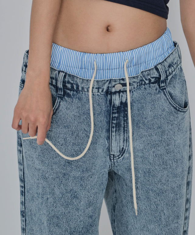 デニム淡加工 モデル：172cm L着用