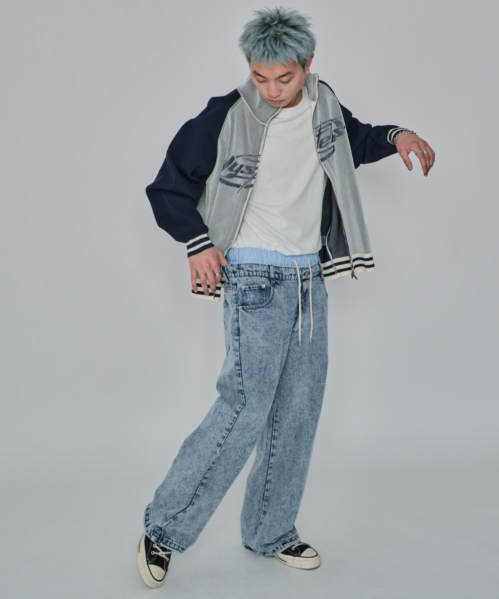 デニム淡加工 モデル：178cm L着用