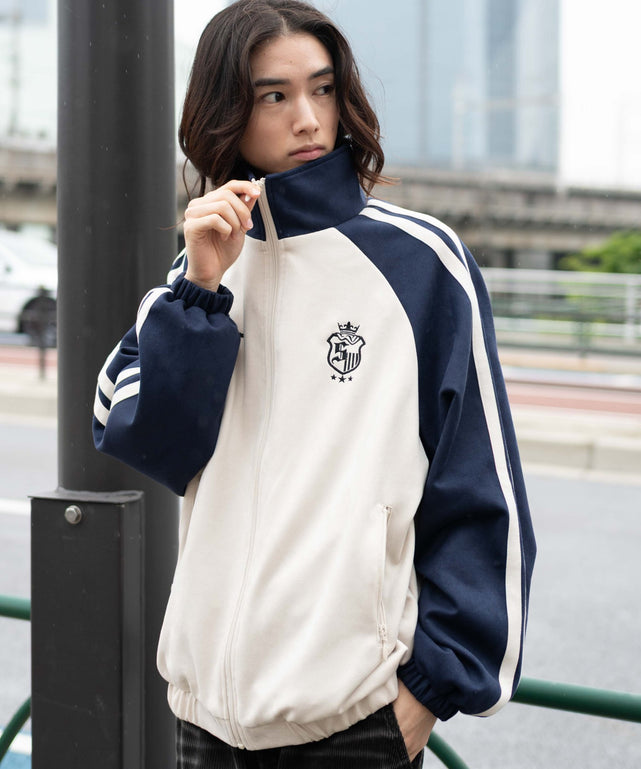 フェイクスウェードトラックジャケット/ネイビー モデル：175cm L着用