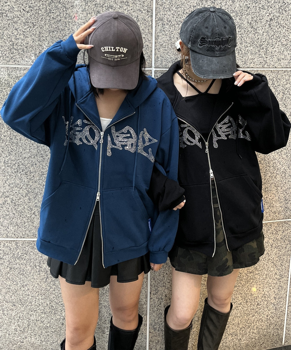 SEQUENZ　ラインストーンZIPパーカー