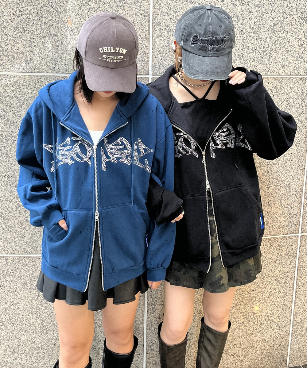 SEQUENZ　ラインストーンZIPパーカー