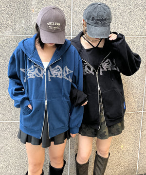 SEQUENZ　ラインストーンZIPパーカー