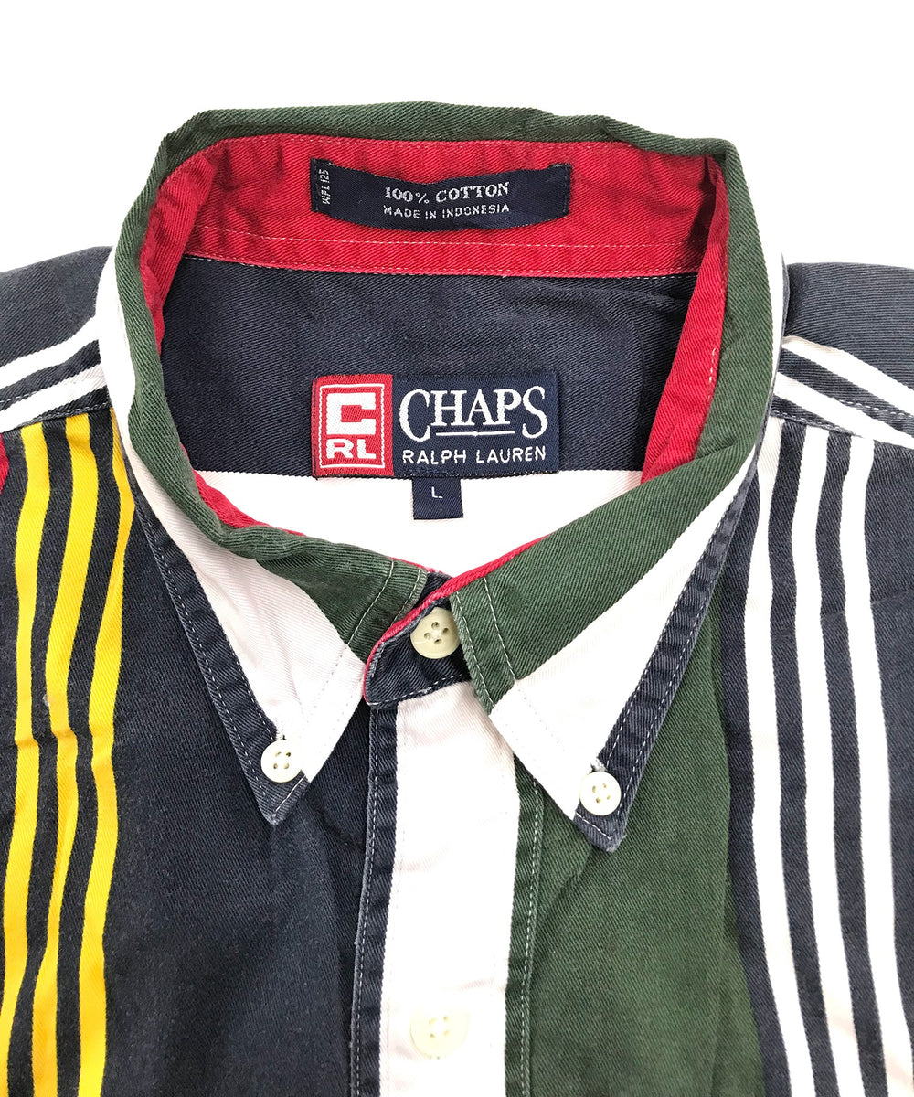 CHAPS ストライプ 半袖ブランドシャツ