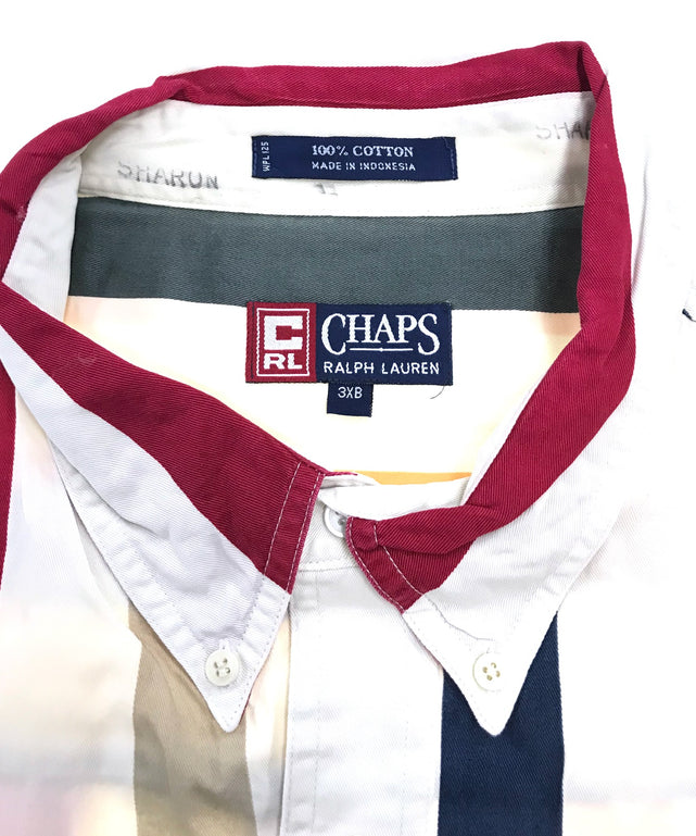 CHAPS ストライプ 半袖ブランドシャツ