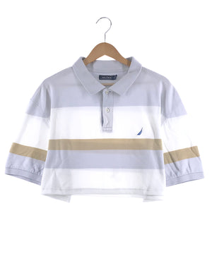 nautica リメイクショート ボーダー ポロシャツ